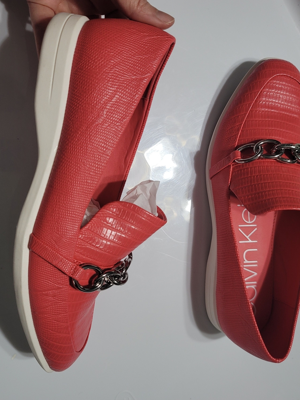 Calvin Klein Banda Coral Slip-On Loafers with Chain Accent